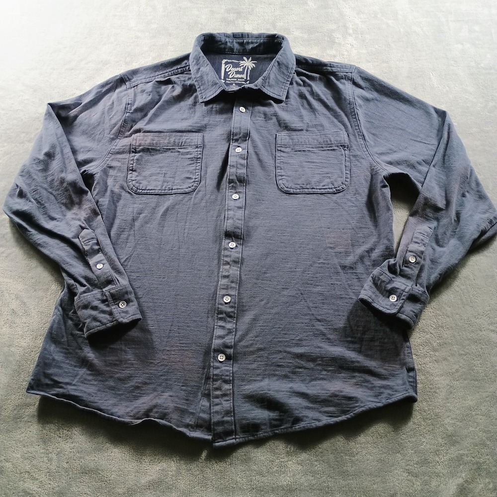 Desert Dunes Shirt Mens XL Blue Organic‎ Cotton Double Pocket Long Sleeve Casual